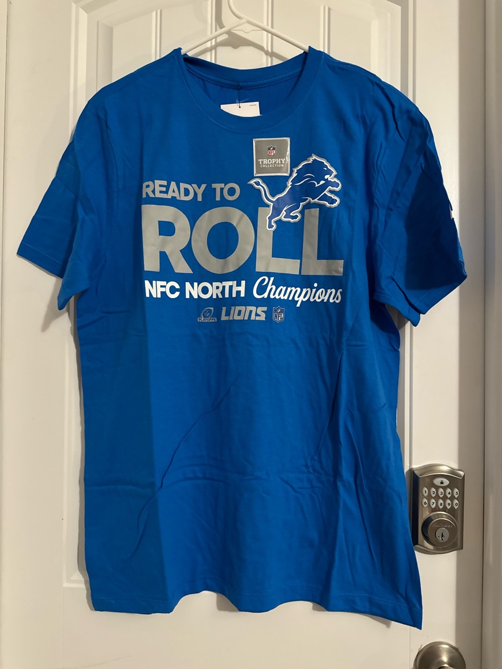 Cool Nike men's size L Honolulu blue NFC North champions Detroit Lions t-shirt